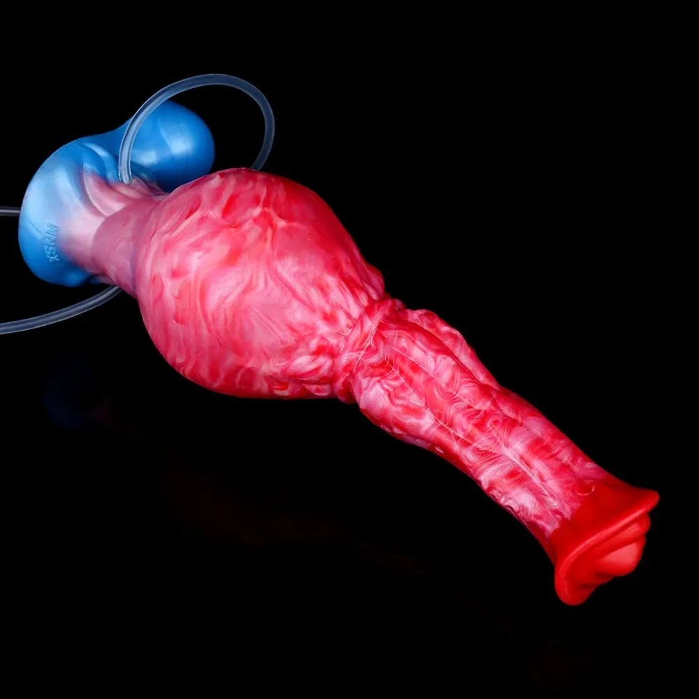 Inflatable Squirting Horse Dildo Anal Plug Silicone Ejaculating Penis with Knot G Spot Anal Trainer Gay Sex Toy Men Women