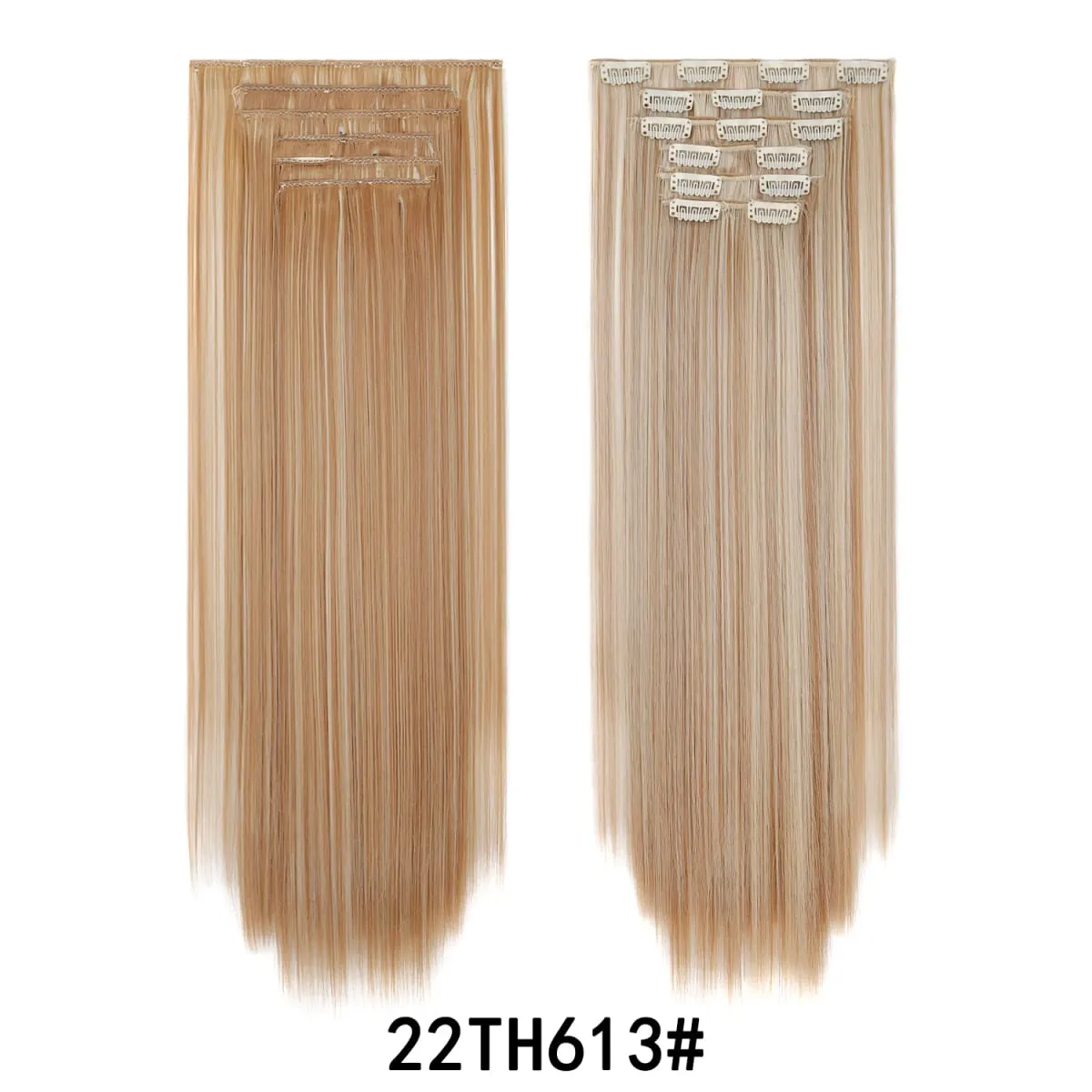 Jeedou Jeedou 6Pcs Clip In Straight Hair Extensions 60cm Long Synthetic Hair Pieces With 16 Clips Heat Resistant Hair For Women