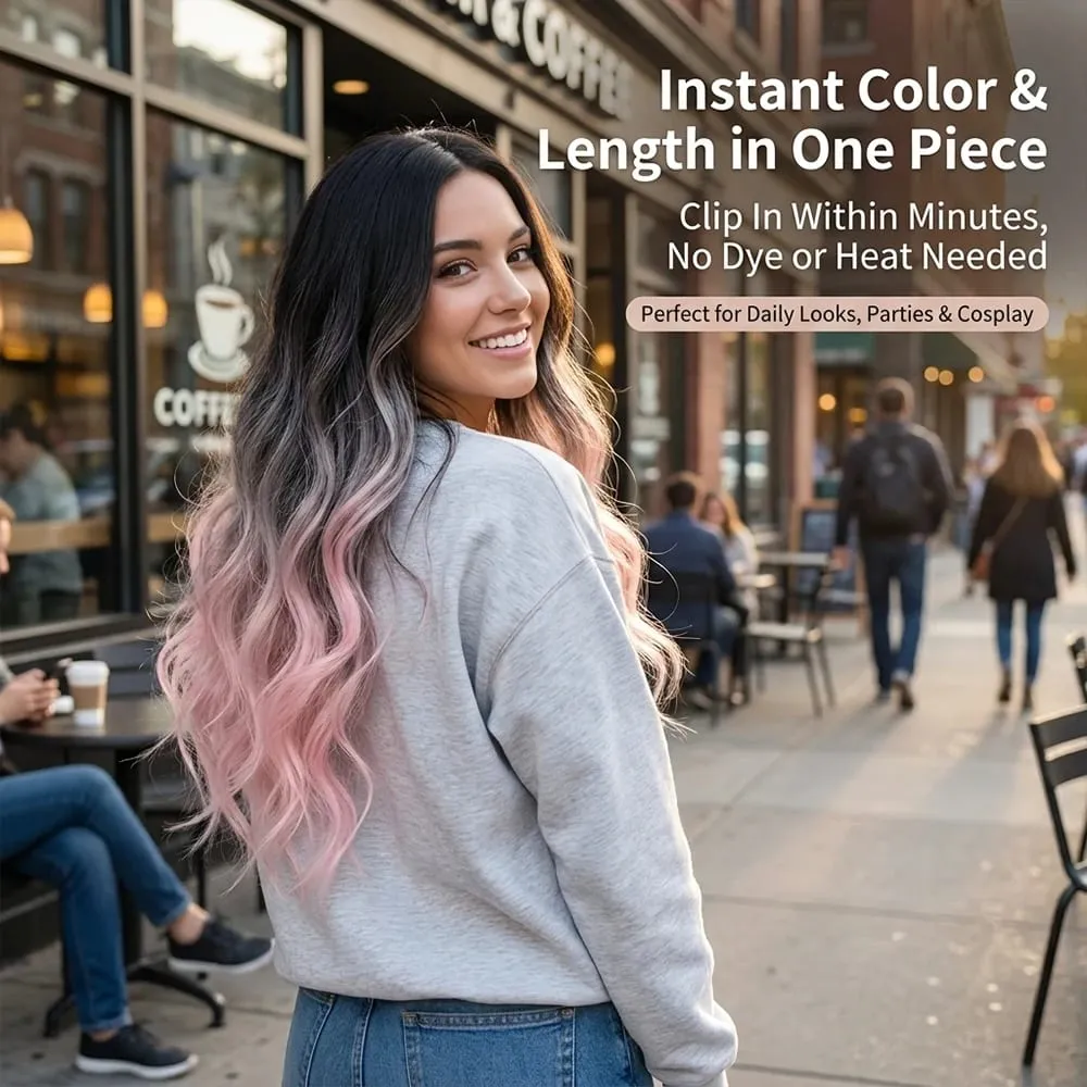 V-shaped One-Piece Synthetic 4 Clip In Hair Extensions Long Straight Hairstyle Hairpiece Colour 55CM Natural Fake Hair — image 3