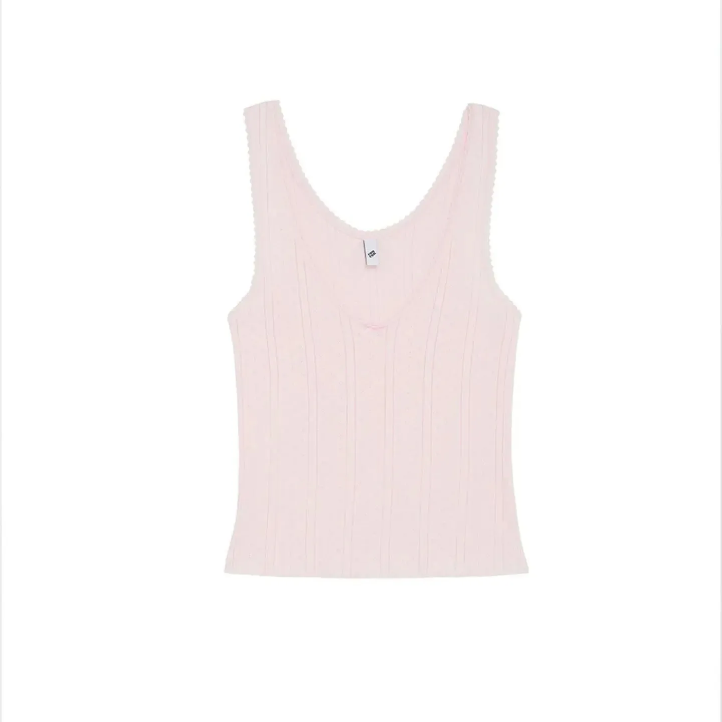 COU Pink and White Lace Trim V-Neck Backless Top Custom Dyed Pure Cotton Jacquard Comfort Fabric