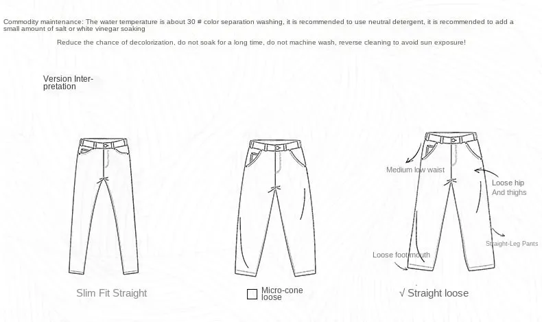 American Retro Jeans Men Autumn High StreetinsTrendy Cargo Pants Men Loose Fit Plus Size Straight Wide-Leg Pants — image 8