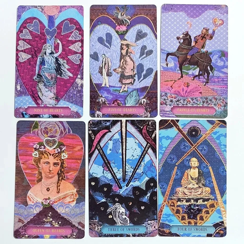 Double-embossed The Zerner-Farber Tarot Deck 10.5*6cm 78 Pcs Collage Art Tarot Cards Spiritual Divination Tool in Rigid Box