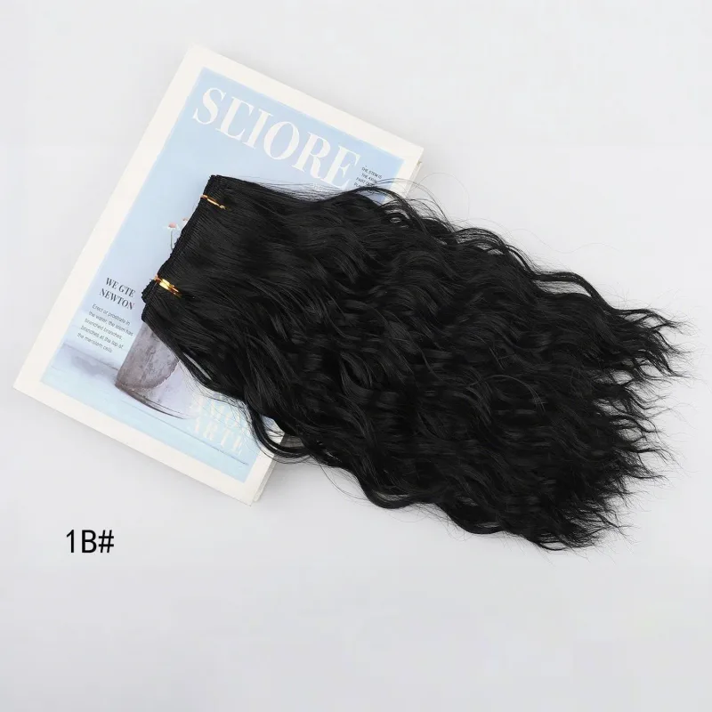 Clip in Hair Extensions 4PCS 14inch Short Curly Wavy Hair Extensions Invisible Lace Weft Soft Synthetic Hairpieces for Women — image 8