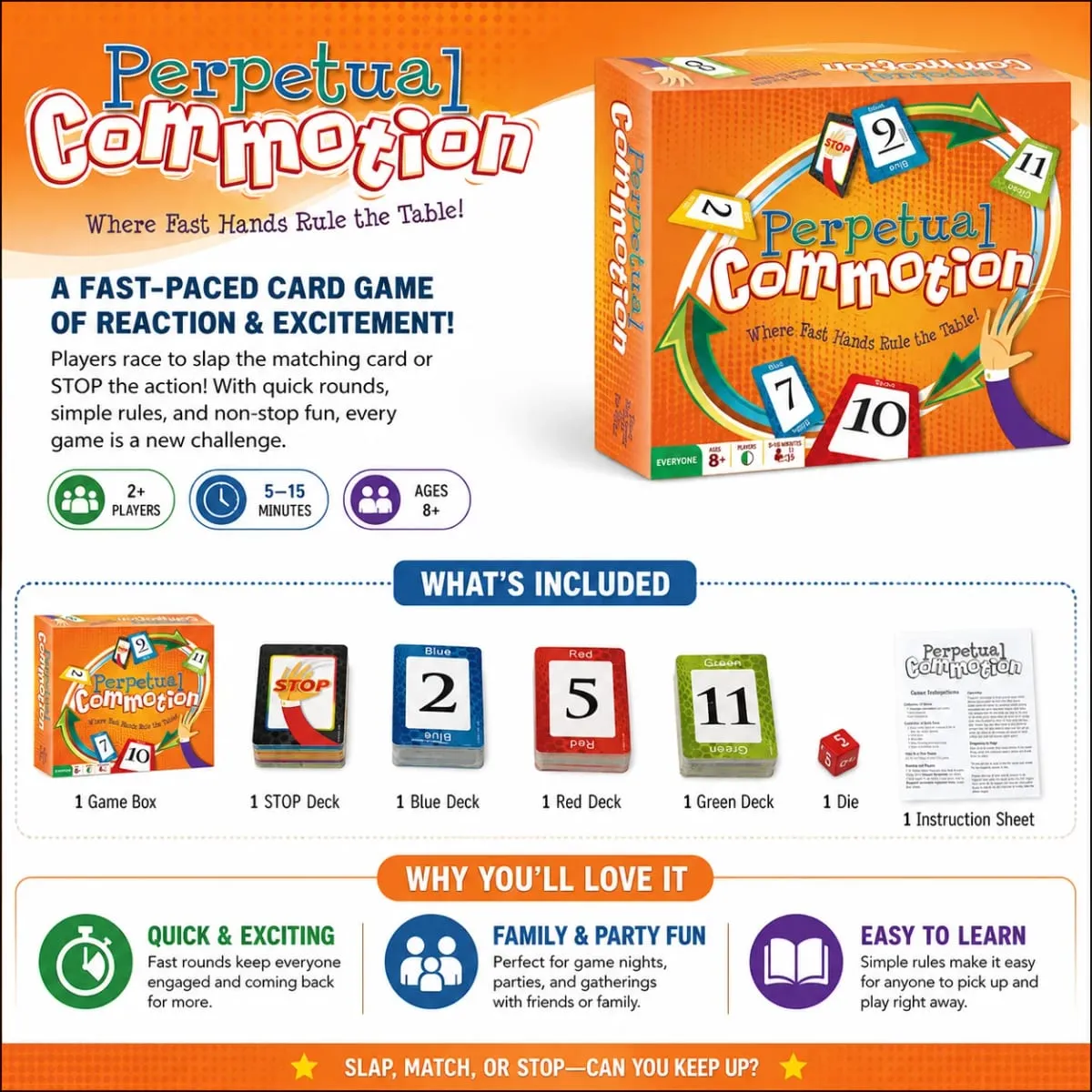 Perpetual Commotion Fast Hands Number Card Game Family Party Strategy Reaction Game English Version 2026 New Model