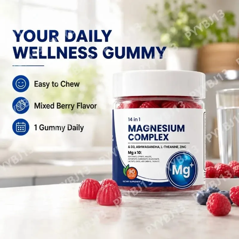 Googeer DeepCalm Magnesium Complex Gummies per il supporto della calma serale con vitamina D3 Zinco Ashwagandha L-teanina 90 caramelle gommose