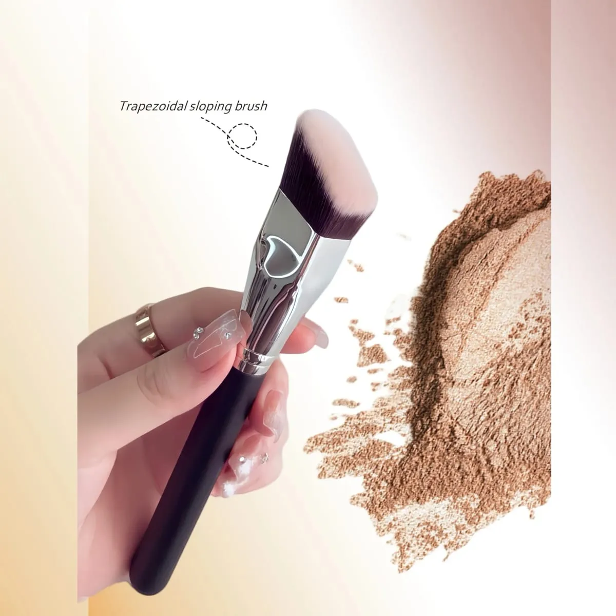 2 PCS Makeup Brushes Rectangular Foundation Brush & Concealer Brush for Contouring Blending Powder/ Foundation Application