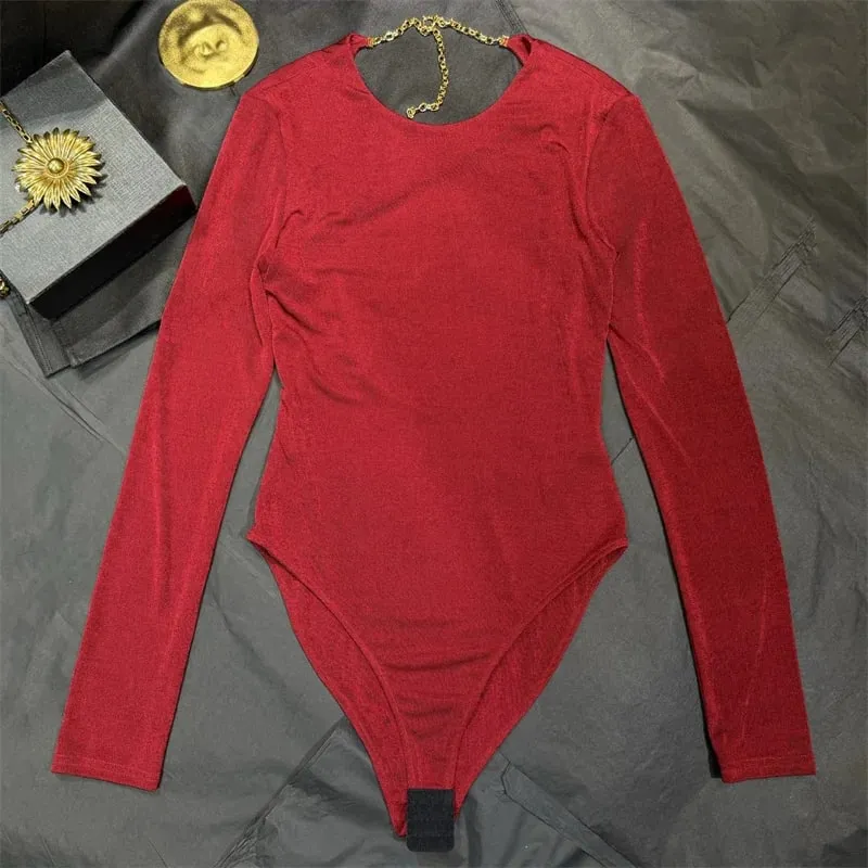 women's bodysuit New elastic knitted slim fit women's long sleeved top for autumn 2026 Sexy backless women's corset y2k T-shirt — image 1