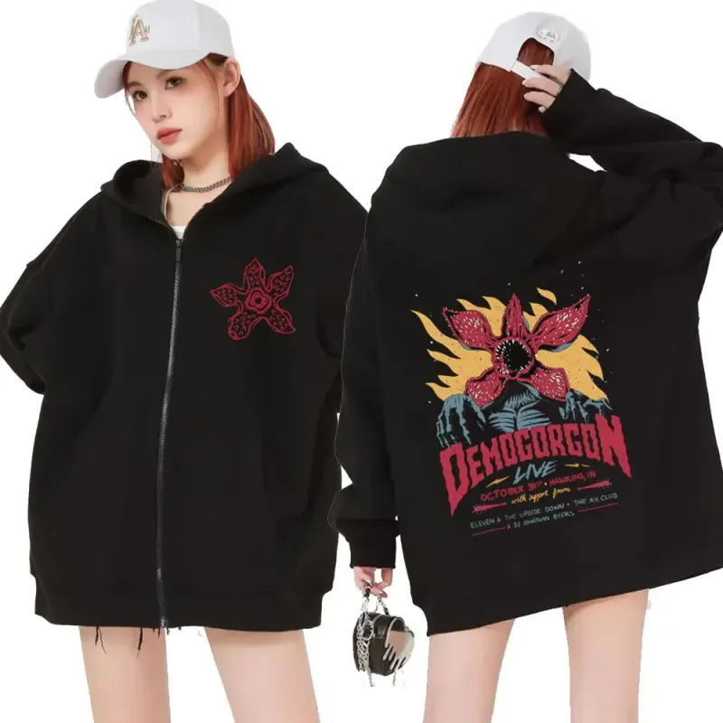 Eddie Munson Le Demogorgon Sweat À Capuche Zippé Hommes Femmes Cannibale Fleur Monstre Imprimé Cardigan Sweat À Capuche Harajuku Streetwear