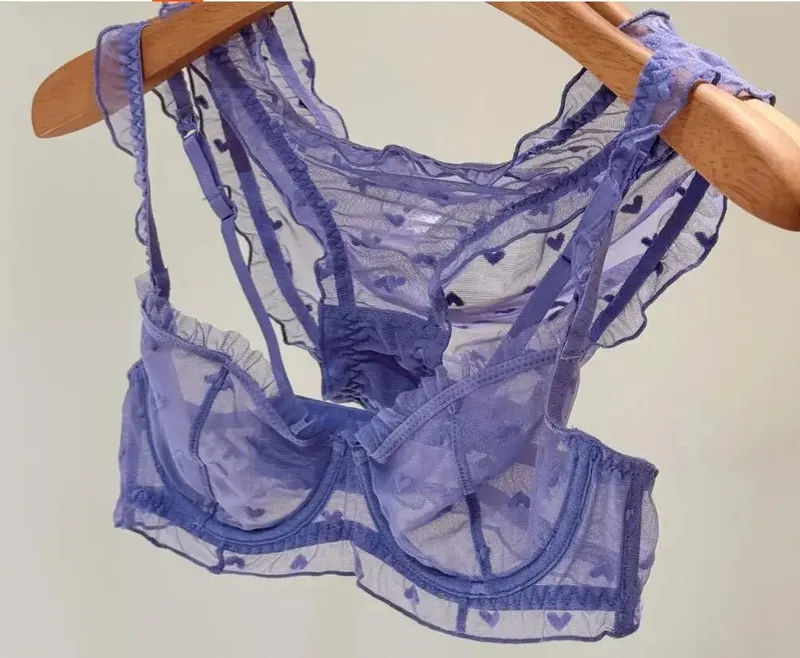 Conjunto de sujetador sexy de satén con copa triangular que no deja marcas, lencería inalámbrica cómoda para pechos grandes