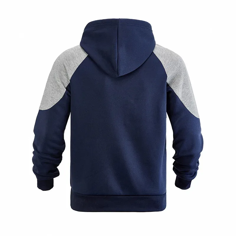 Men Patchwork Color Block Pullover Hoodie Drawstring Kangaroo Pocket Long Sleeve Loose Sweatshirt Autumn Winter Streetwear Tops