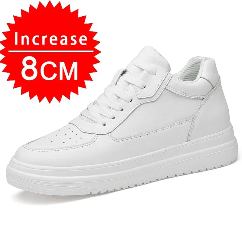 Plus Size37-46 Lift Sepatu Pria Lift Sepatu Tinggi Meningkatkan Insole 8Cm Putih Hitam Lebih Tinggi Sepatu Pria Rekreasi Sepatu Fashion