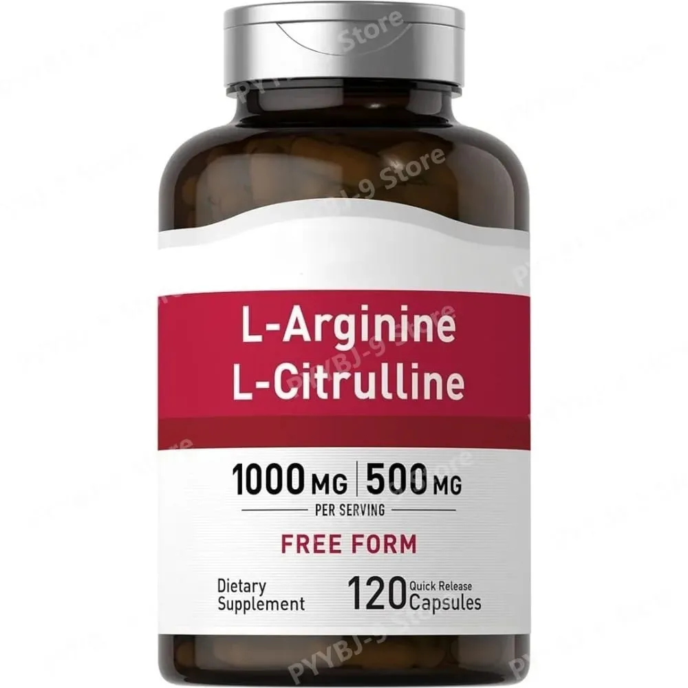 1500 mg de L-Arginina e L-Citrulina por porção Complexo de aminoácidos em forma livre para homens e mulheres Não-OGM sem glúten 120 cápsulas
