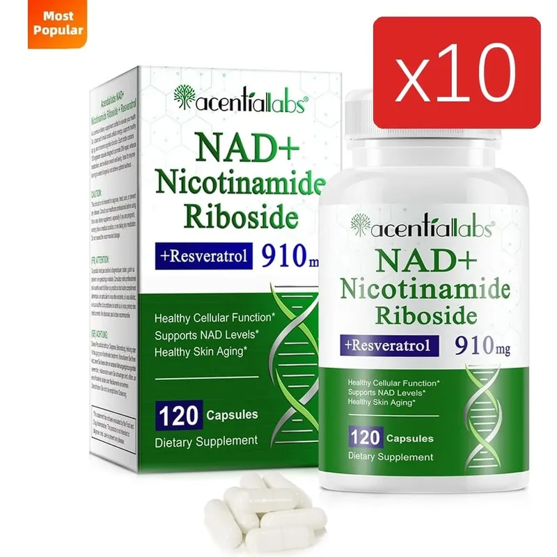 NAD+ Nicotinamide Riboside Capsules with Resveratrol & Quercetin for Cellular Health & NAD+ Levels Support Adults 120 Capsules — image 12