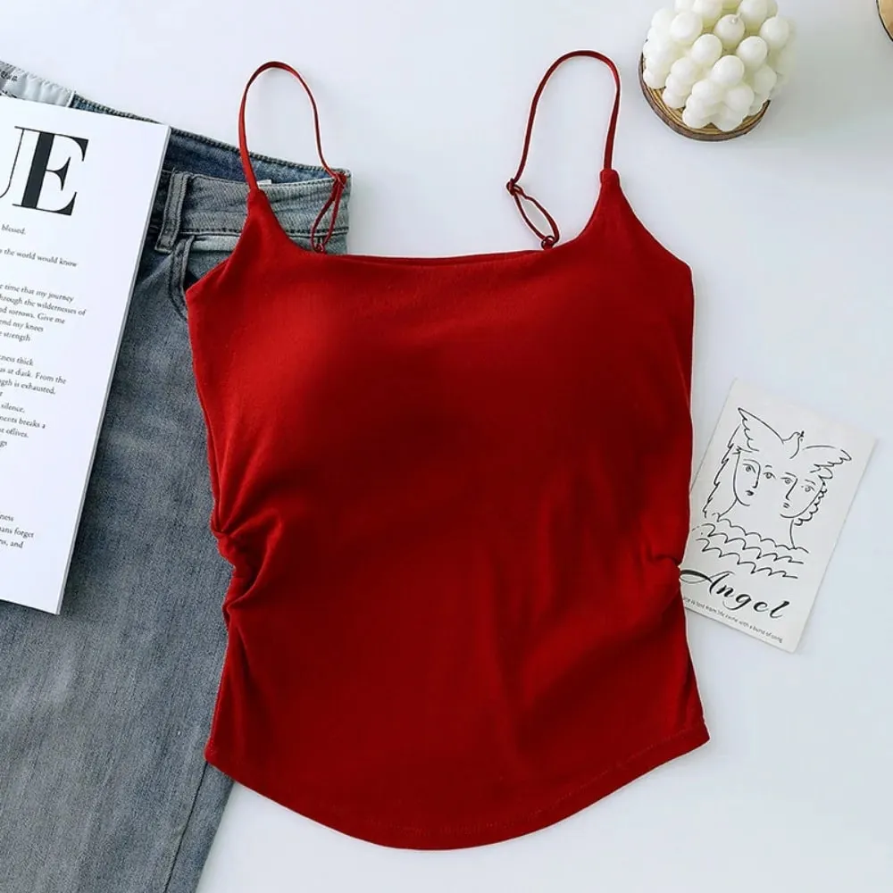 Simple Sleeveless Suspender Vest Slim With Padded Cups Camisole Underwear Short Vest Sports Activities — image 12
