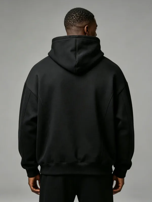 Striped solidcolor mens hooded sweatshirt with fleece forwarmth. Fashionable street casual loosefitting casual sweater with hood