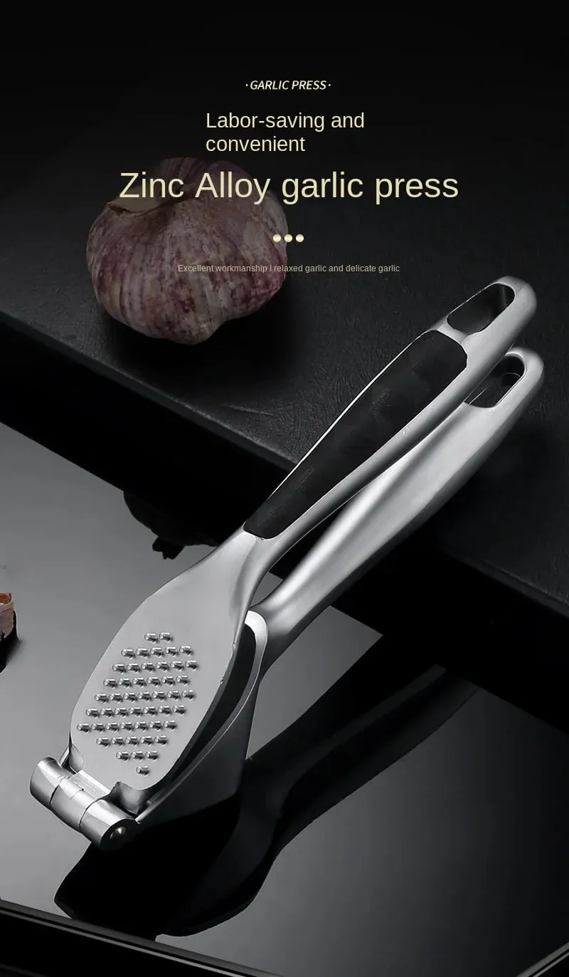 1pcs Garlic Press Easy to Squeeze and Clean with Soft Easy Squeeze Ergonomic Handle Zinc Alloy Garlic Mincer & Crusher