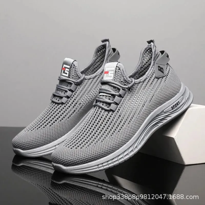 Fashion Men Knit Mesh Trainers Cushioned Soft Sole Non Slip Breathable Walking Sneakers Casual Outdoor Running Street Footwear — image 7