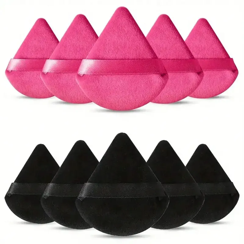 10 Pcs Triangle Velvet Powder Puff Pizza Flours Mini Face Makeup Sponge Cosmetics Washable Lightweight Makeup Tool