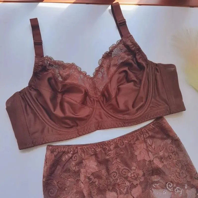 B C D E F G Set reggiseno e slip intimo Set lingerie di pizzo sottile abbigliamento taglie forti 2 reggiseni regolabili in due pezzi per mutandine da donna — image 4