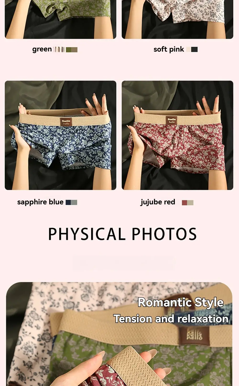 3PCS/Pack Romantic Rose Print Men's Panties Cotton Soft Comfortable Breathable Boxer Homme 3D Large Space Pouch Men Underwear — image 5
