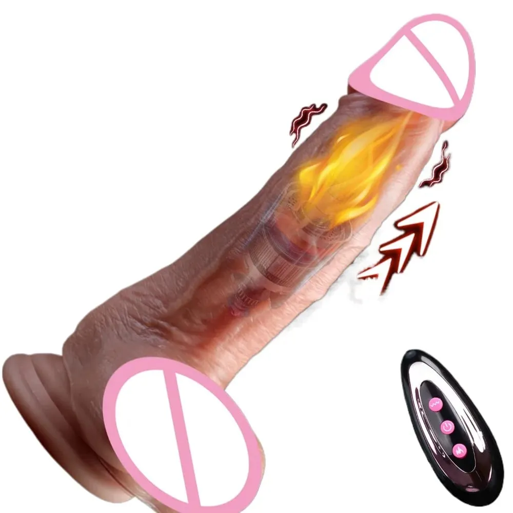 Realistic Dildo Telescopic Vibrating Heating Vibrator Big Penis Penetration Anal Butt Plug G Spot Dick Adult Sex Toys for Women — image 1