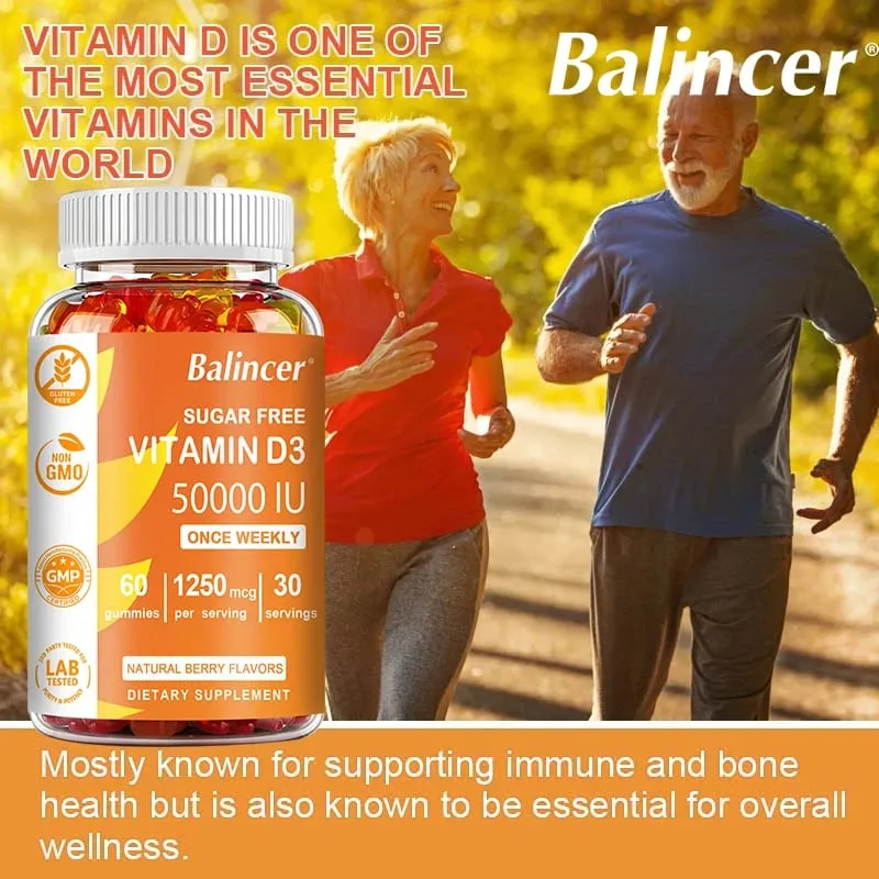 Vitamin D3 hiệu lực cao 50 000 IU - Hỗ trợ miễn dịch Xương Răng Sức khỏe tim và thần kinh Chất chống oxy hóa - Không chứa gluten Không biến đổi gen — image 5