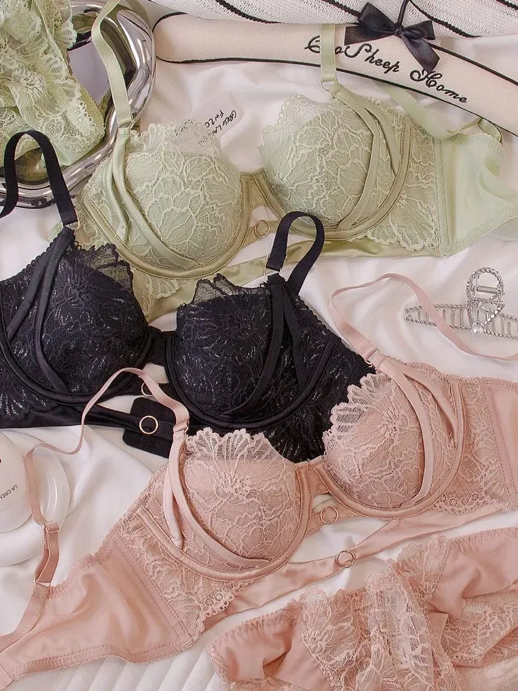ชุดชั้นใน Balconette ชุดลูกไม้ฝรั่งเศส - Underwire Lift Support สำหรับ Petite Delicate Sheer Bralette Tushy สบายเซ็กซี่ Lace Trim — image 3