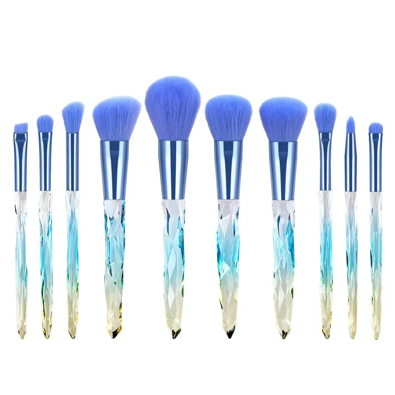 Purple Crystal Handle Makeup Brush Set Soft Synthetic Hair Foundation Blush Eye Shadow Cosmetic Brushes Kit — image 12