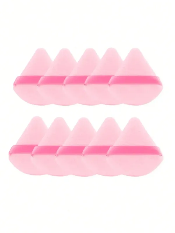 10 Pcs Triangle Velvet Powder Puff Pizza Flours Mini Face Makeup Sponge Cosmetics Washable Lightweight Makeup Tool