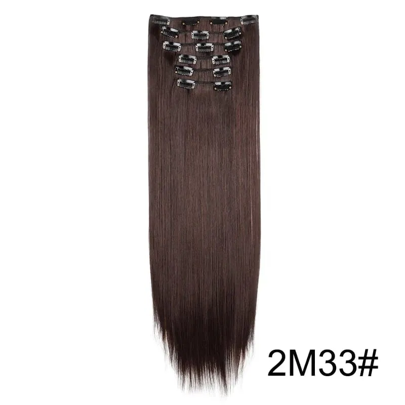 24Inch Synthetic 6pcs/set Long Straight Hair Extension Increasing Volume Extending Soft Comfortable Hairpiece for Women — image 12