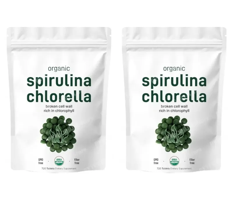 Organic Spirulina Chlorella Tablets 3000mg 720 Count Superfood Blend with Vegan Protein Energy Immunity Digestive Support