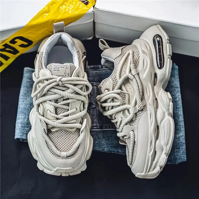 Men's Chunky Casual Sneakers Four Seasons Breathable Lightweight Outdoor Running Shoes Fashion Youth Soft-Sole Speed Sports Shoe