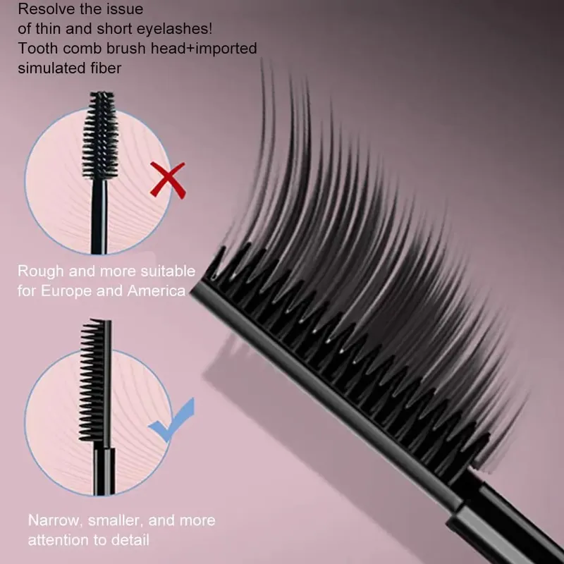 Rímel para cílios, à prova d'água, fibra de seda, preto, longo, curvado, extensões de cílios, sem aglomeração, maquiagem, cosméticos