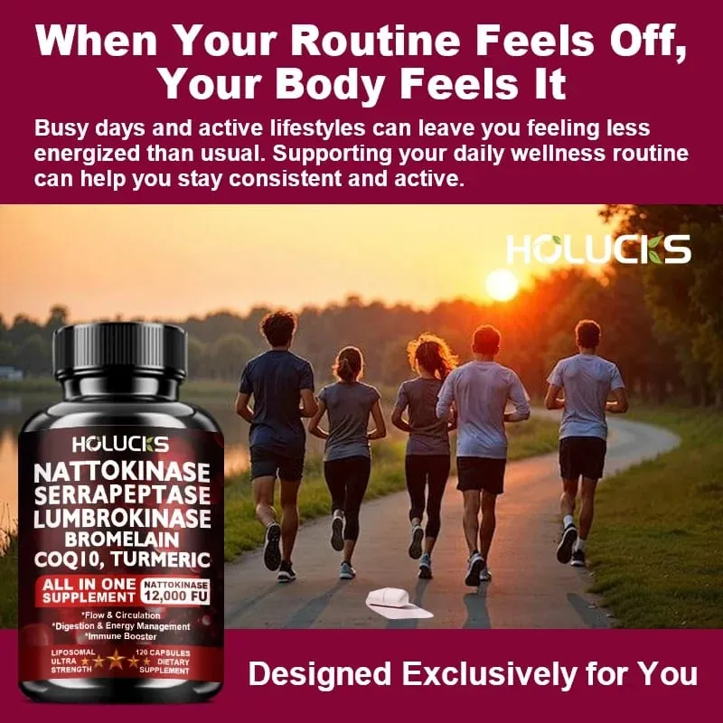 Nattokinase Serrapeptase Supplement Support Circulation Energy Inflammation Relief & Overall Body Health for Adults