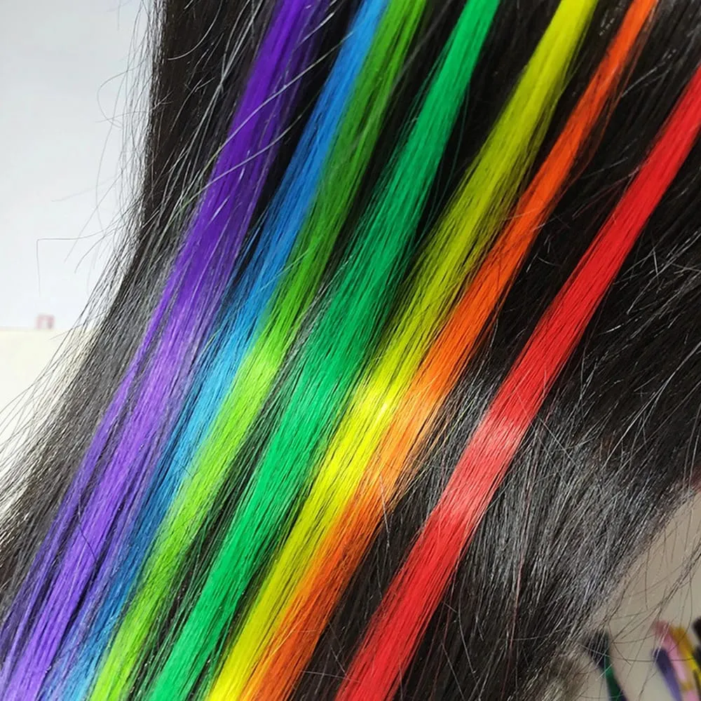 Synthetic Colored I-Tip Stick Hair Extensions Straight Hair 16 Inch For Women High Temperature 10 Strands/Pack Colors