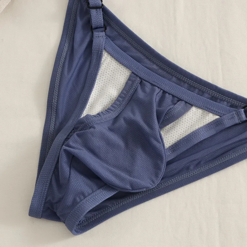 Panlalaking Ice Silk Brief na may Bukas na Harap at Naaayos na Baywang - Summer Sexy Breathable Underwear para sa Kumportableng Pagkasyahin