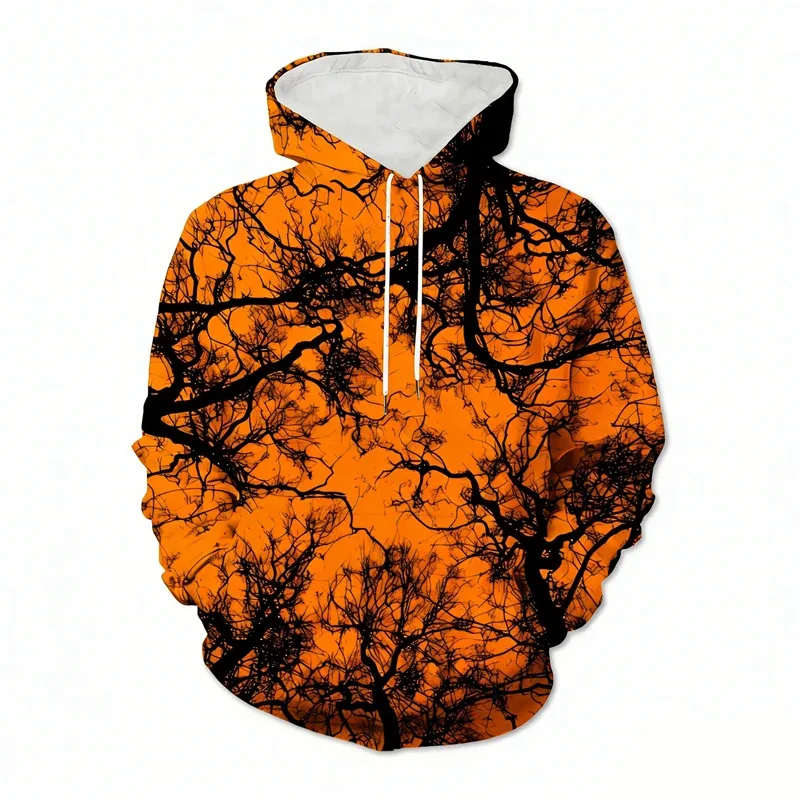 Multi Color 3d Printed Tree Hoodies Men Clothes Plants Pattern Sweatshirts Tops Outdoor Street Long Sleeve Pullover Hoodie