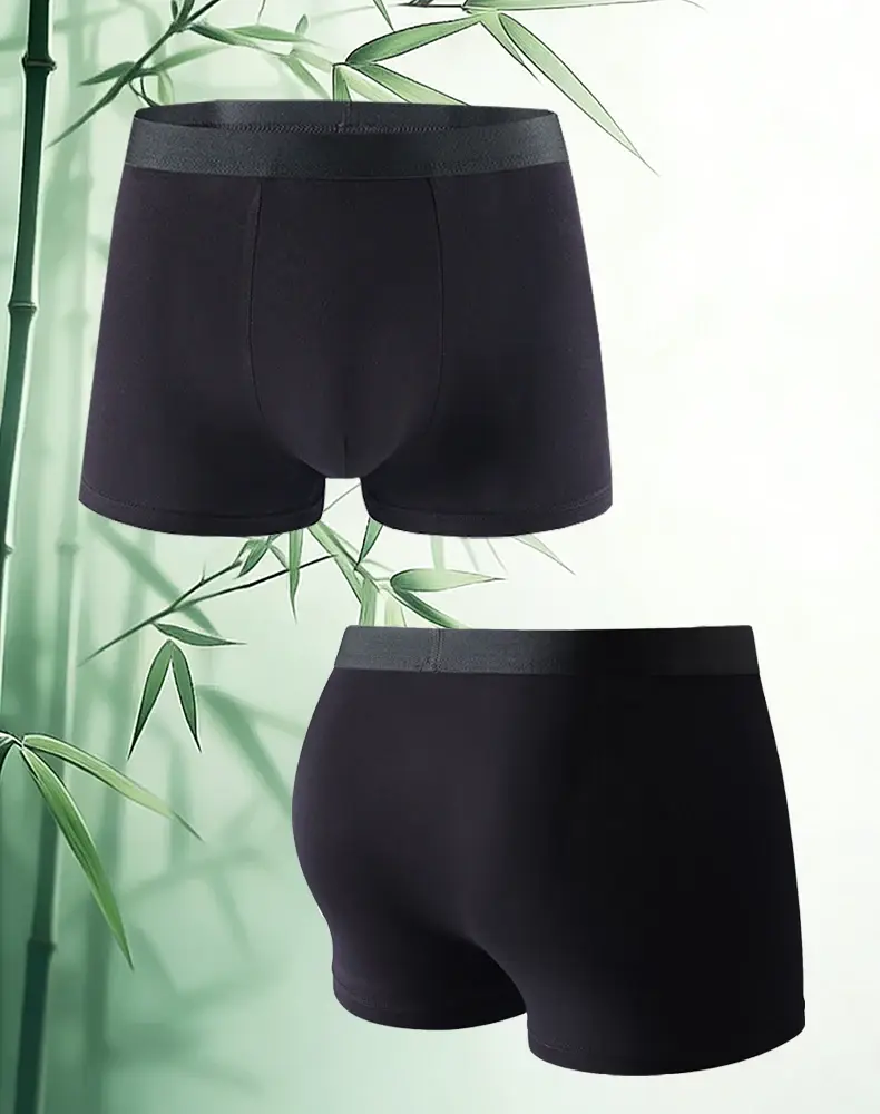 3Pieces Men's Bamboo Fiber Black Boxer Shorts Thin, Quick Drying Soft and Comfortable Men's Underwear Daily Casual Boxer Briefs — image 1