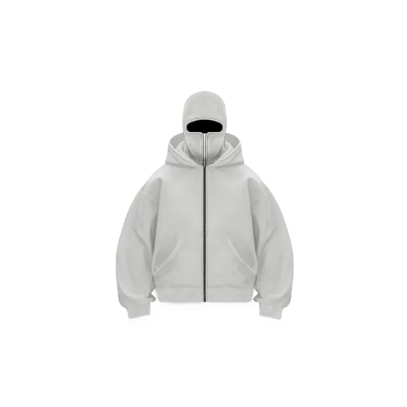 2025 Autumn Men Balaclava Y2K Gothic Harajuku Winter New Item Double Hooded Sweatshirt Men's Hooded Mask Zipper Sportswear Women