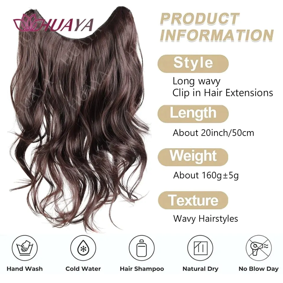 Clip in Hair Extensions 20” One Piece Hair Extension Long Wavy Layered Hairstyles Natural Soft Synthetic Hairpieces for Women — image 4