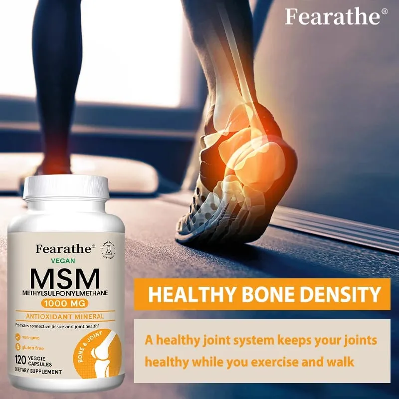 Ang Fearathe Methylsulfonylmethane(MSM)1000 Mg Antioxidant ay Nagtataguyod ng Joint Health Balanced Calcium Absorption Non-GMO Gluten-free