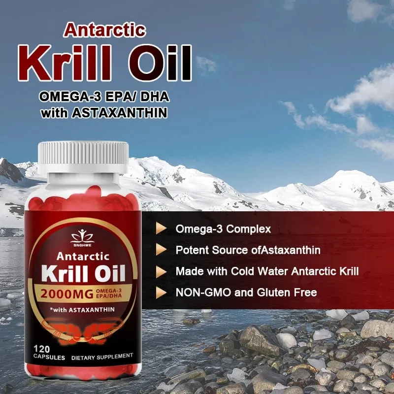 2000 mg d'huile de krill phospholipides oméga-3 EPA et DHA phospholipides et astaxanthine pour le régime de soutien immunitaire et cardiaque des articulations cérébrales — image 2