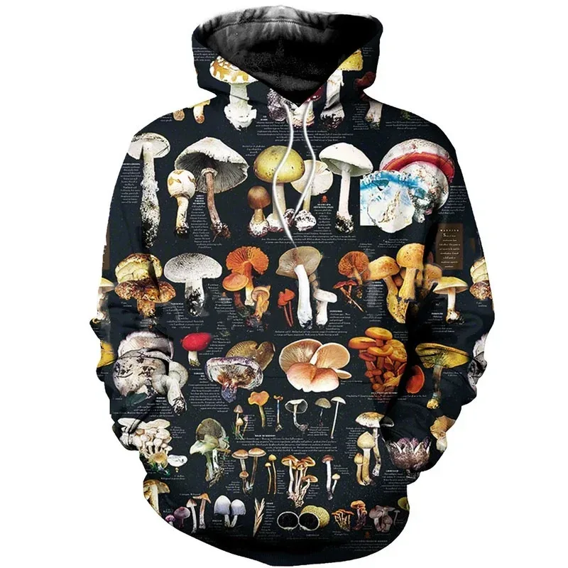 Corak Cendawan Berwarna Fesyen 3D Bercetak Sweatshirt Bertudung Kasual Super Besar Bertudung Sweatshirt Street Harajuku Pullover Lelaki — image 15