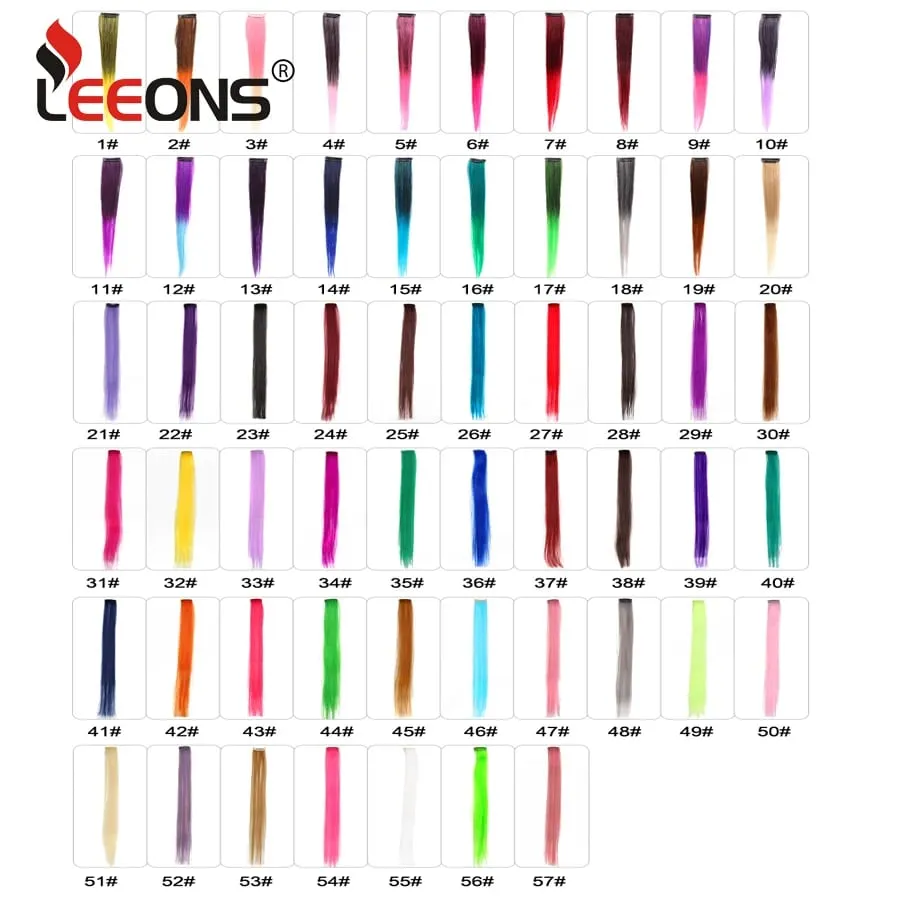 Extensiones de cabello de color liso con Clip para resaltar el cabello de arcoíris, rosa, azul, morado, sintético, con Clips para mujeres y niñas — image 3