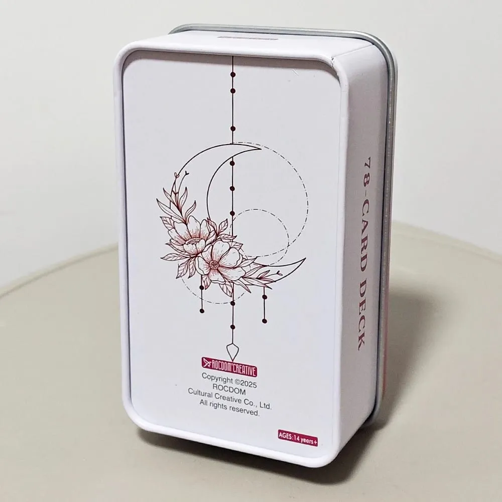 Rose Rider Tarot Deck in Tin Box - 78 Classic Vintage Pink Tarot Cards 11*6.2cm with Guidebook Aesthetic Rose Pink