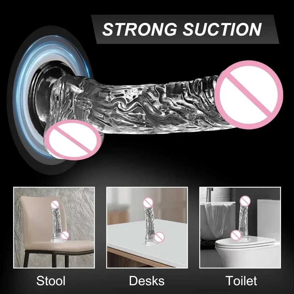 Transparent Soft Jelly Dildo Realistic Fake Dick Penis Sucker Butt Plug Sex Toys for Woman Men Vagina Anal Sex Toys