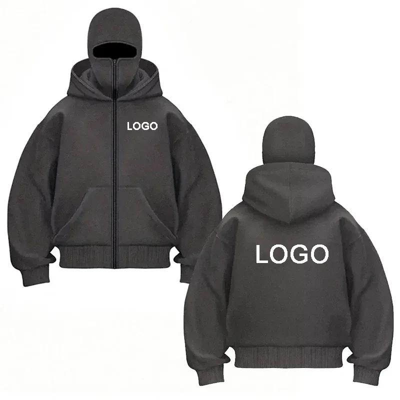 Customized Double-hooded Zipper Hoodies Men Personality Printed Long Sleeve Zip Up Sweatshirts Women Ninja Mask Pullovers Jacket — image 7