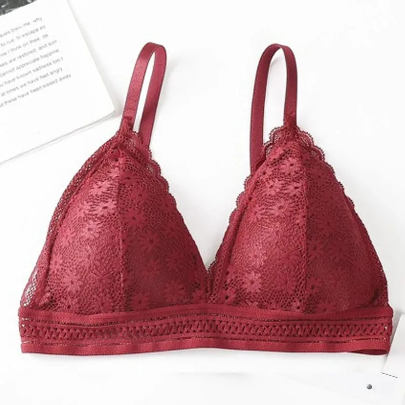 Lace Back Women Bra Set Without Steel Rims French Triangular Cup Comfortable Chest Covering Stretchable Skin Friendly Underwear — image 14