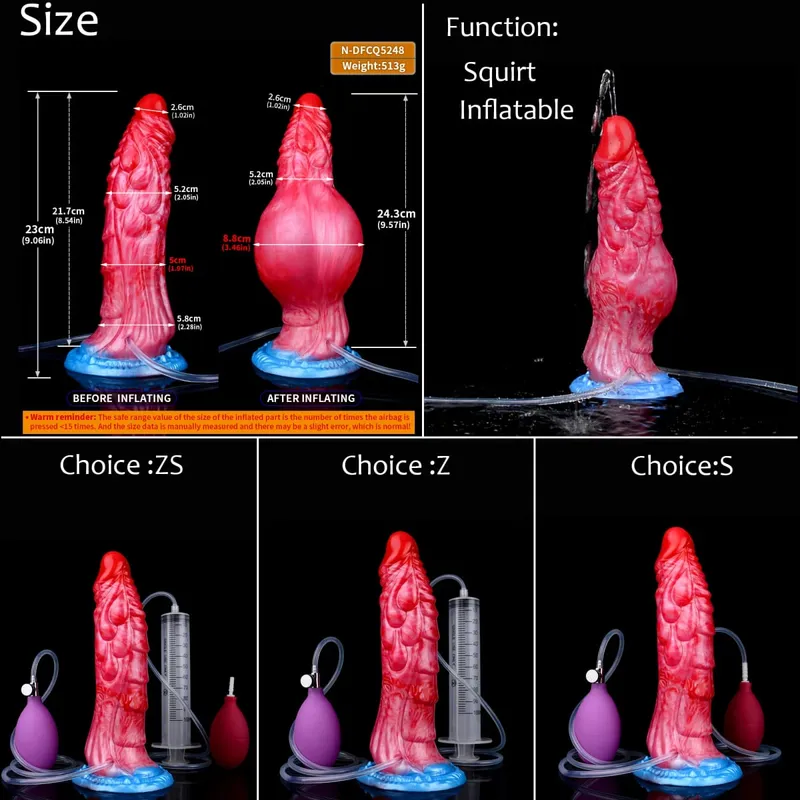 Silicone Inflatable Ejaculation Knot Dildo Adjustable Girth Squirting Fantasy Horse Penis Adult Sex Toys Anal Dilator