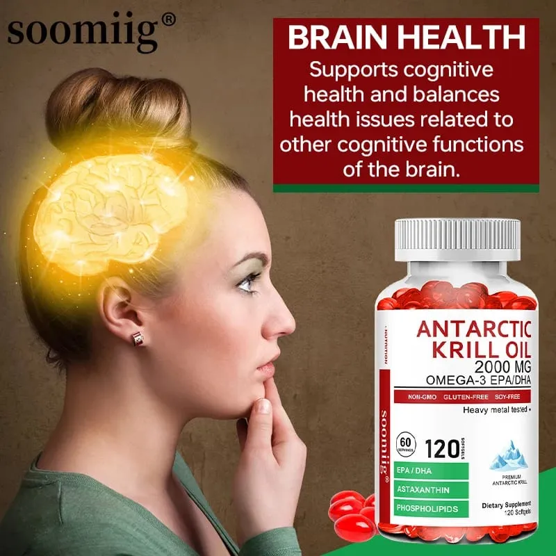 Capsule di olio di krill antartico da 2000 mg | Fonte naturale di potenza 3X di Omega-3 EPA DHA con integratore di fosfolipidi di astaxantina — image 2